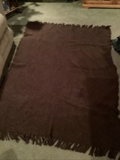 72  long By 52   Wide Brown Fringed Woolen Blanket Pre Owned No Label