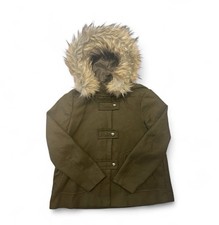 Zara Women’s Faux Fur Coat In olive Green-size 12-14, Perfect Condition.