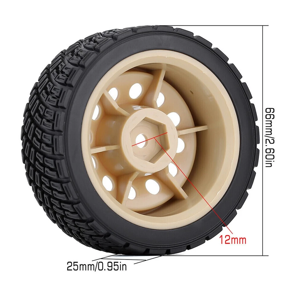 4Pcs Austar 12mm Hex 67mm RC Auto Gummireifen Rad für 1/10 WLtoys 1/14 144001 - Bild 3 von 4