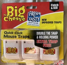 Quick Click Mouse Traps 3 Pack Big Cheese - NEW SEALED
