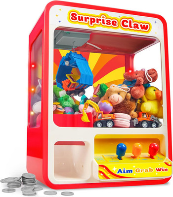 Claw Machine Arcade Toy with LED Light & Adjustable Sound, Rechargable Dispenser
