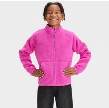 Kids' Solid Fleece Jacket, medium, Cat  Jack, pink, new with tags