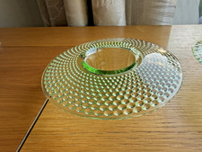 JOBLING Green Art Deco Glass Posy Bowl With Curved Rim c.1930s 15cm Dia £ Singly
