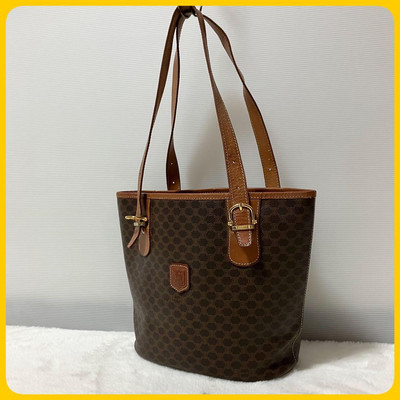 Vintage Old CELINE Brown PVC Tote Bag Used Excellent+ Japan Authentic