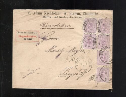 GERMANY 1879 COMMERCIAL REGISTERED COVER W/SCOTT# 30, STRIP OF 3, PR, + 1 - Picture 1 of 2