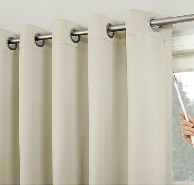 SUN ZERO Mariah 40 x63  Grommet Window Curtain Panel Room Darkening in Pearl NEW