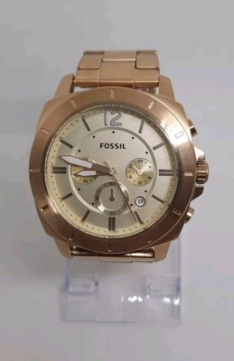 VINTAGE! Fossil Mens Gold Privateer Sport Chronograph Watch WORKING STOPWATCH