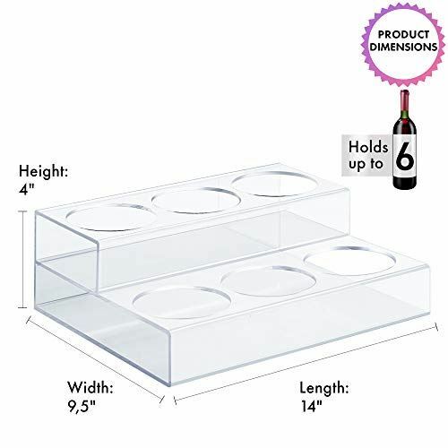 Acrylic Bottle Holder Wine Display Riser 6 Bottles, 2 Tier Rack