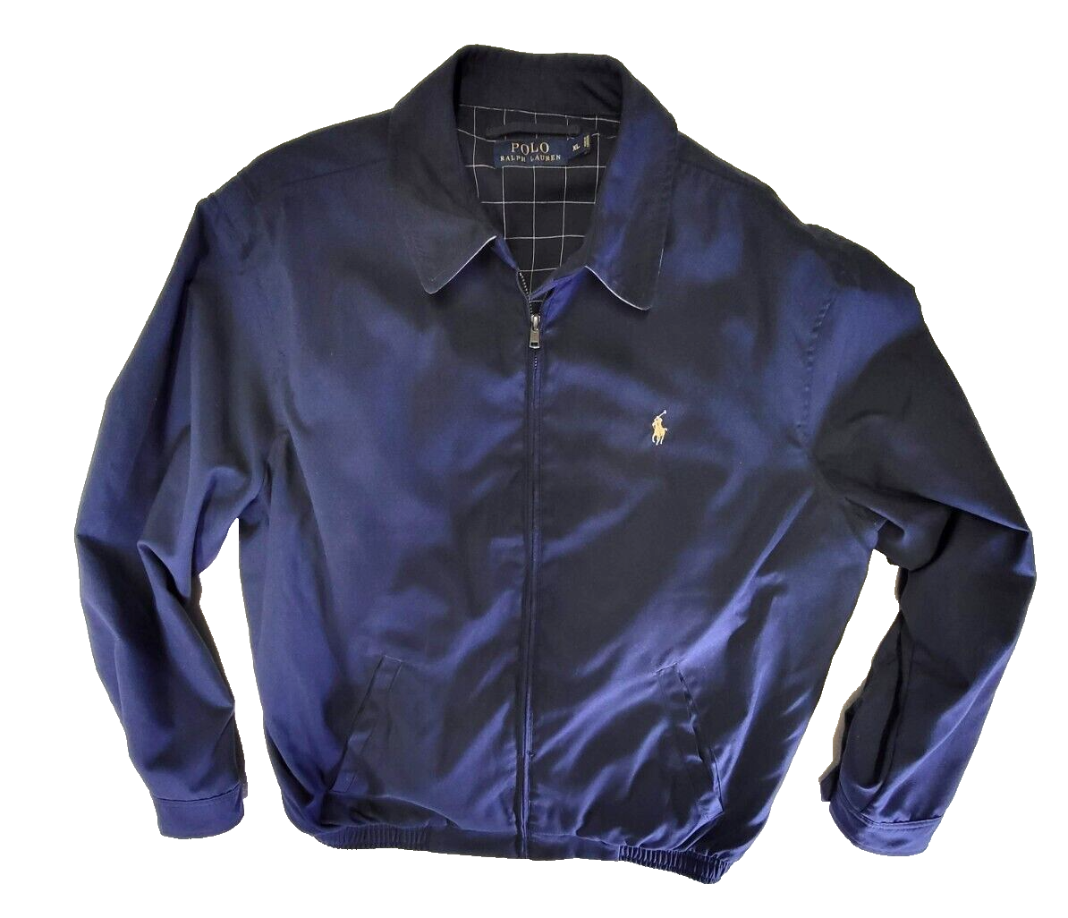 POLO RALPH LAUREN Harrington Giacca Navy XL Plaid Foderata Pony