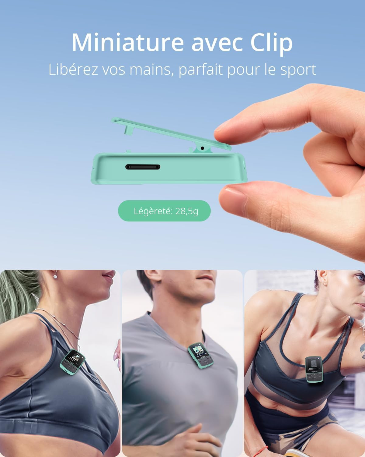 Lettore MP3 Sportivo Bluetooth 5.2 64GB | Leggero per Corsa e Palestra - 3