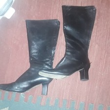 Ladies Marks and Spencer Black Knee Length Leather Boots