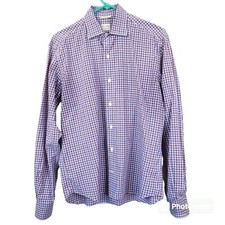 Culturata Mens Tailored Fit Gingham Pattern Button Down Medium 15 3/4-40