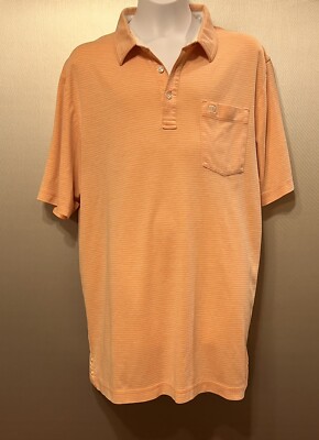 Travis Matthew Medium Short Sleeve Polo Shirt Orange  Striped Peru