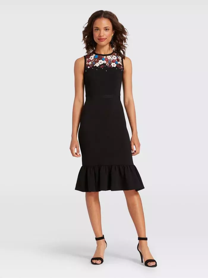 Draper James Collection Floral Embroidered Tulip Dress Black