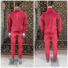 Men's Burgundy Velour Tracksuit