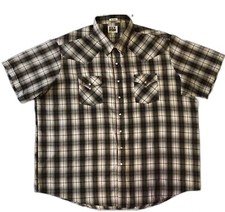 Ely Cattleman Big Man 3X Western Pearl Snap Shirt Mens Plaid Short Sleeve