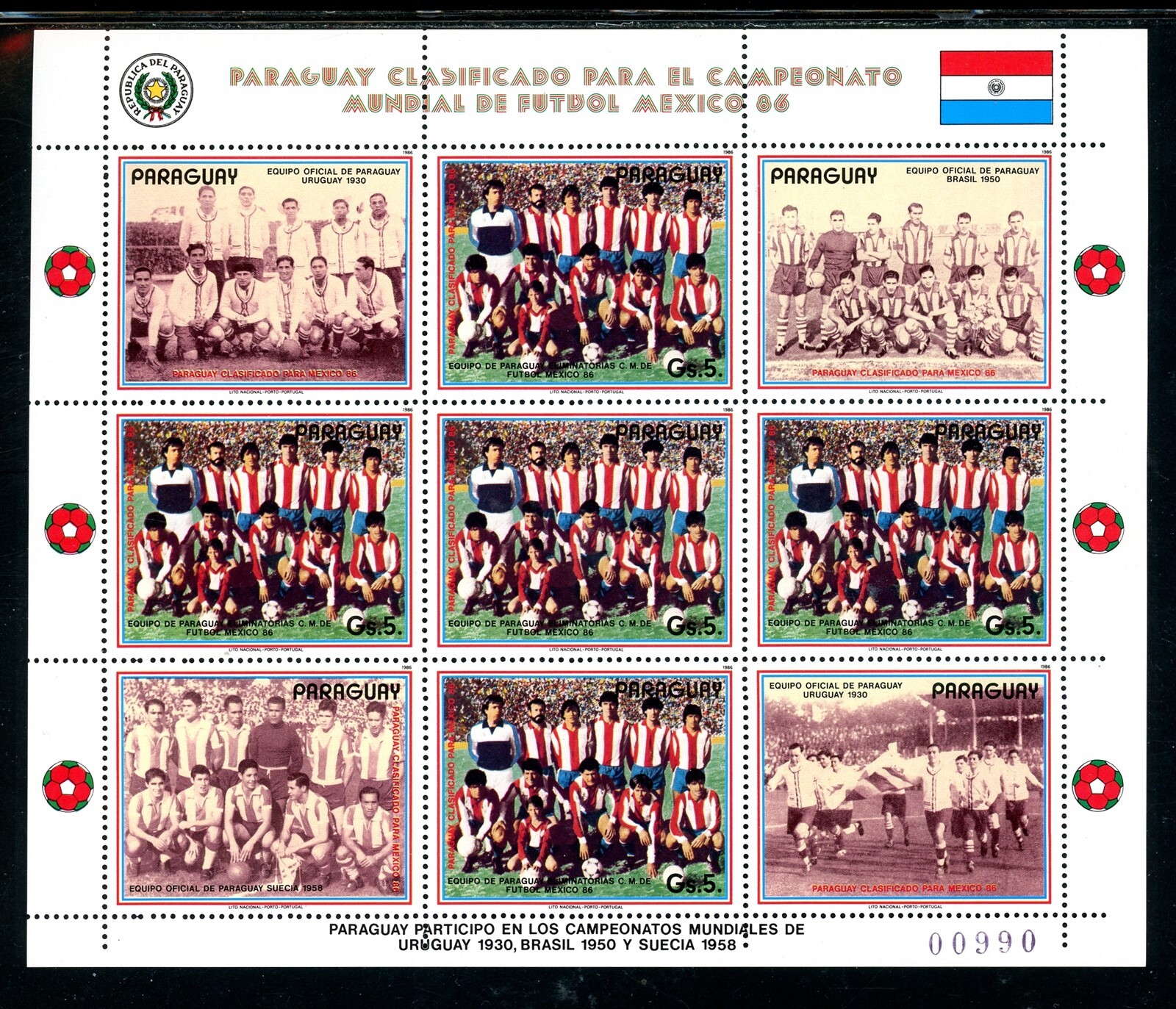 Paraguay Scott #2172 MNH S/S WORLD CUP 1986 Mexico Soccer Football ...