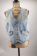 Vintage Womans Jordache Denim Vest Embroidered Size Small C05