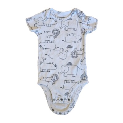 Carter's Simple Joys Baby 3-6 Months 100% Cotton White Zoo Animal Bodysuit
