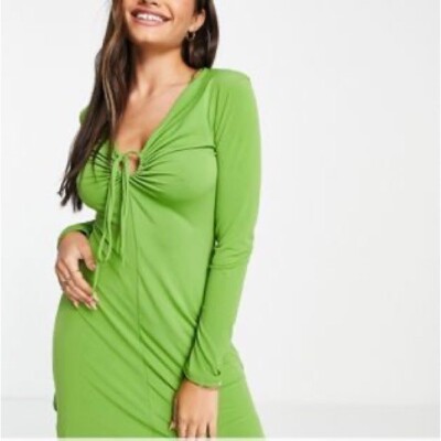 green emerald velvet dress Lucy Lime Long Sleeve Mini Dress main image 1