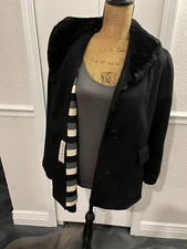 Vintage 1960’s Betty Rose Mod Coat Jacket  Retro Lined Faux Fur Collar Medium