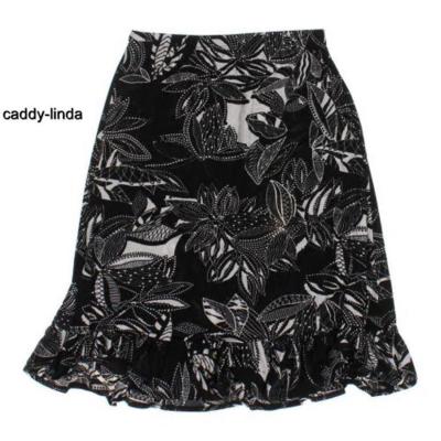 ORIGINAL SLINKY BRAND M BLACK WHITE FLOUNCE LONG SKIRT ACETATE SPANDEX TRAVEL