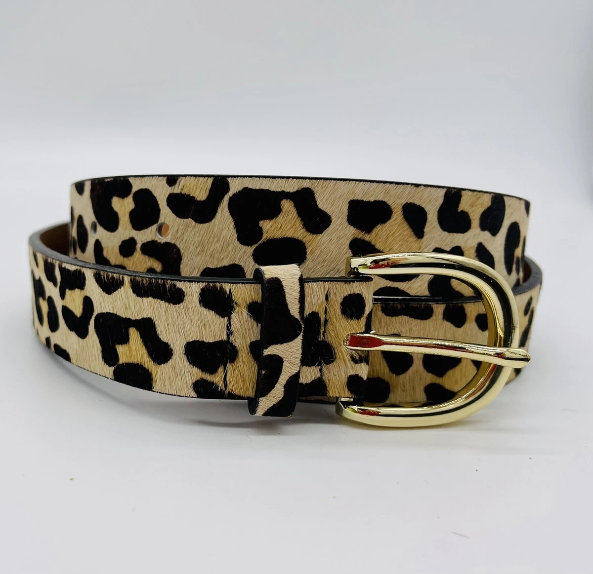 Genuine Leather Leopard Print Belt Women Waist Belts Classic Needle Buckle Ani Tooled Leather Hair on Hide Leopard Print Belt #ABB 001  main image 2