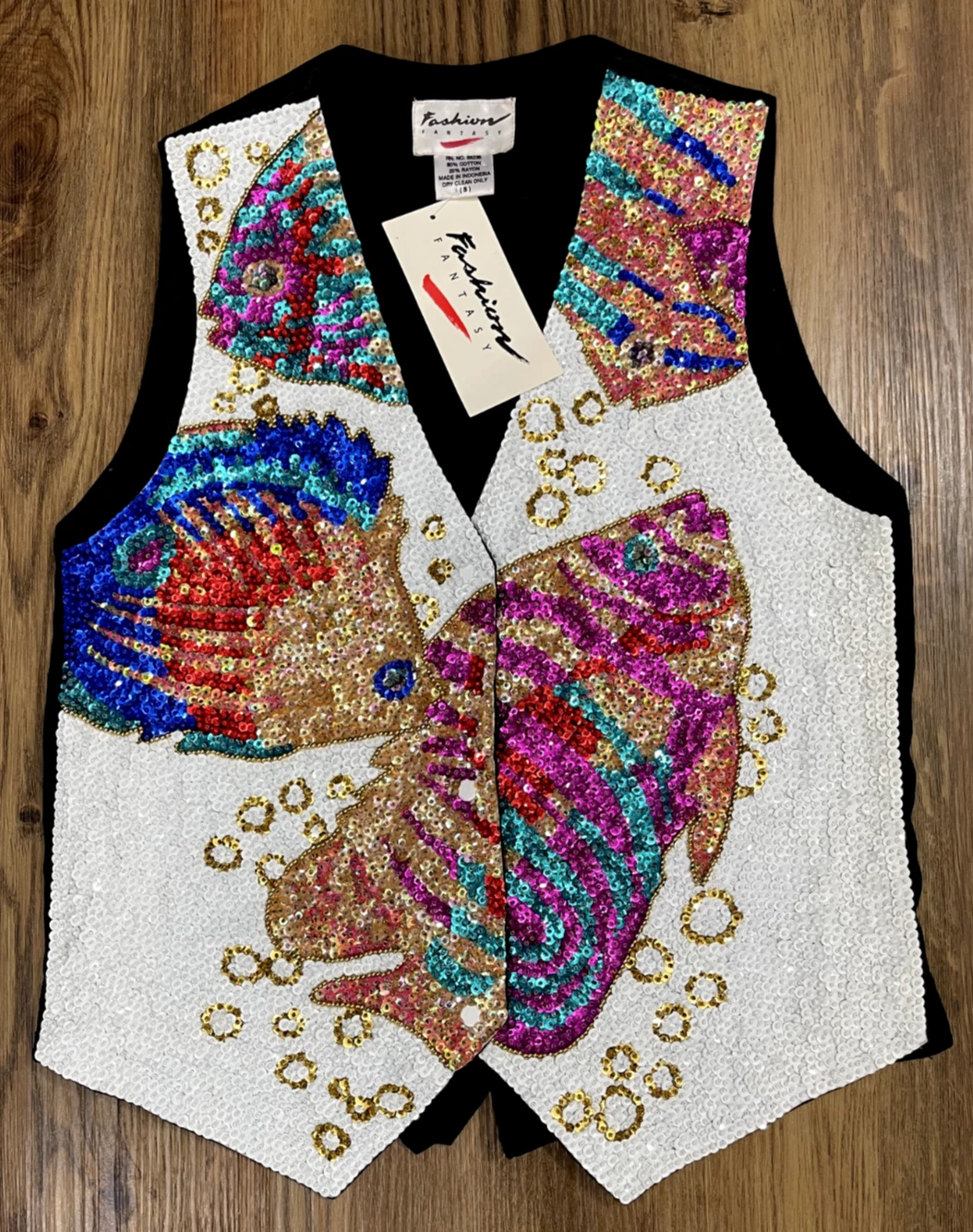 NWT Fashion Fantasy Sequin Beaded Fish Tropical Vest Small