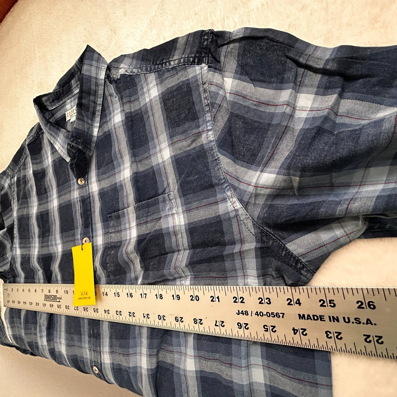 Citron Santa Monica Button Up Long Sleeve Shirt Size 1X Blue  Unisex Casual New