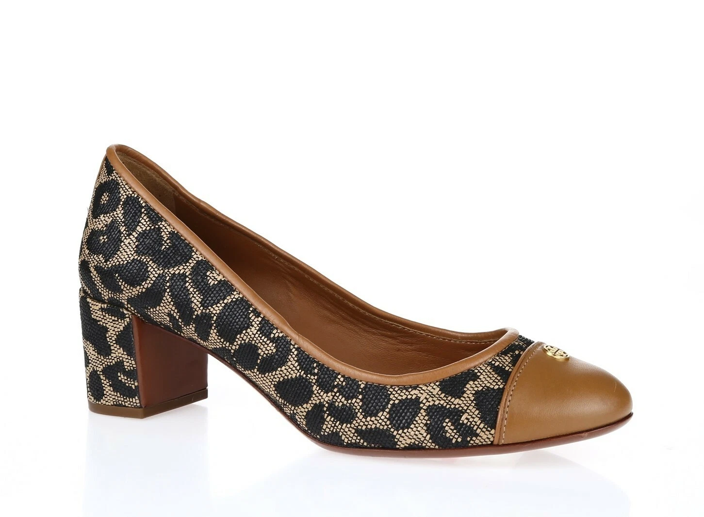 TORY BURCH 211322 decolte con tacco in pelle tessuto stampa leopardata tg. 6 5 M NUOVO!