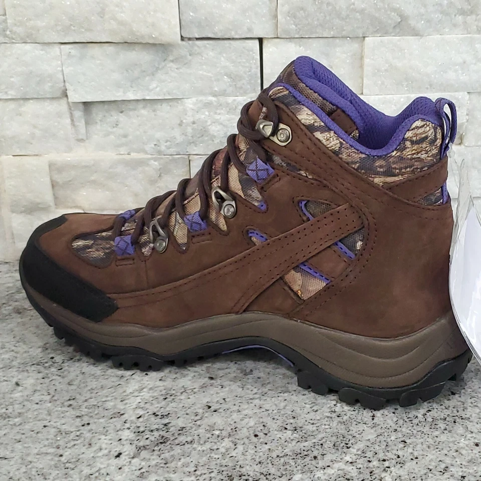 Botas de caza Browning de cuero impermeables púrpura y camuflaje con cordones 400 g para mujer 7M Foto 4 de 4