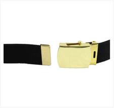 GENUINE U.S. ARMY BELT: BLACK ELASTIC WITH 22K GOLD BUCKLE AND TIP - FEMALE