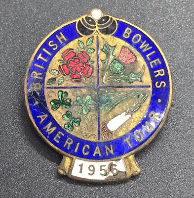 Rare Vintage 1956 British Bowlers Council American Tour USA Pin England 