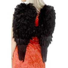 Black Dark Angel Wings Large 50cm x 60cm Feather Adults Fancy Dress Accessory