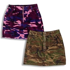 TOPSHOP Camouflage Mini Skirt Zip Front