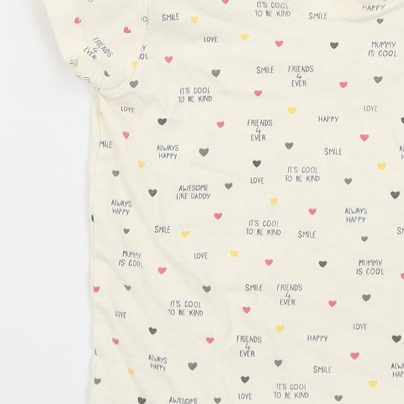 Primark Girls Ivory Polka Dot Cotton Blend T-Shirt Size 9-12 Months image 9