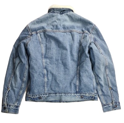 Levis Sherpa Jacket Denim Trucker Jackets Light Wash Blue