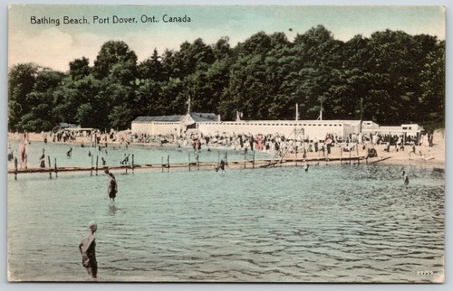 Postcard Port Dover Ontario c1910s Bathing Beach Norfolk County J. E. Evans - 第 1/2 張圖片