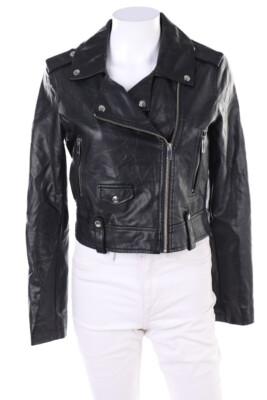 TALLY WEiJL Kunstlederjacke Lederjacke Faux Leather Biker Stil S schwarz 