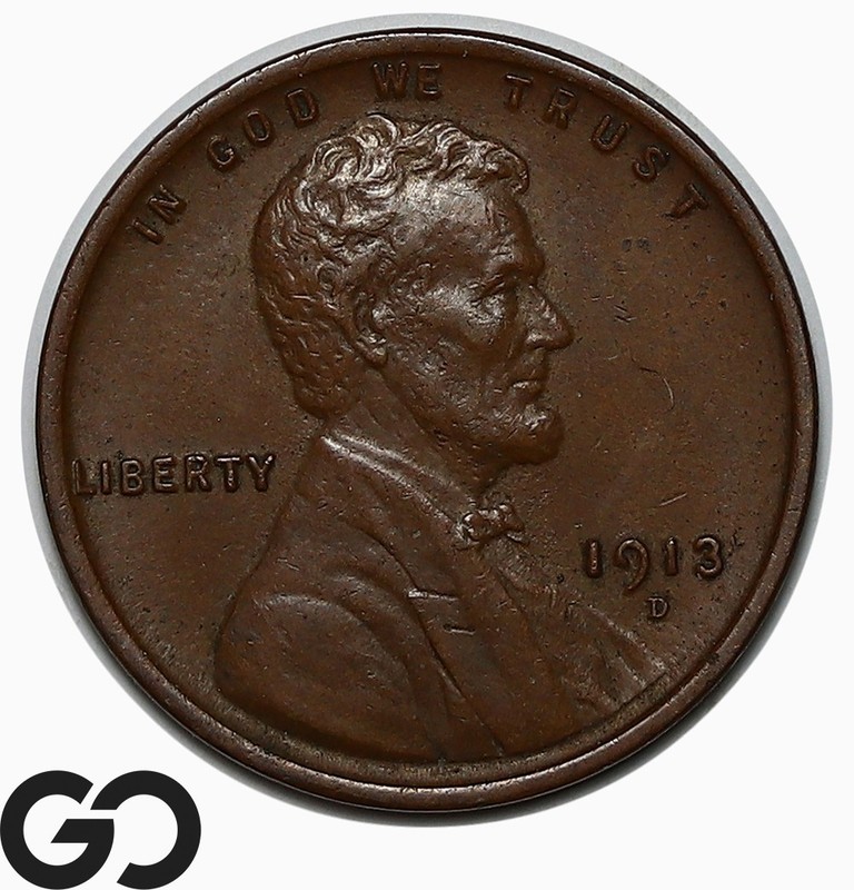 1913-D Lincoln Cent Wheat Penny, Choice Unc+, Better Date Denver Mint
