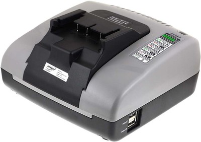 Powery Akku-Ladegerät mit USB für Hitachi Akku-Rasentrimmer CG 18DSDL 14,4V-18V 