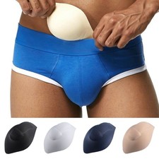 Mens Sponge Cushion Pad Underwear 3D Cup Bulge Pouch Enhancer Swimwear Briefs