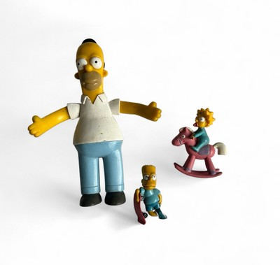 #ad Simpsons Lot Of 3 Toy Figures PVC Bendable Homer Bart Maggie $9.99