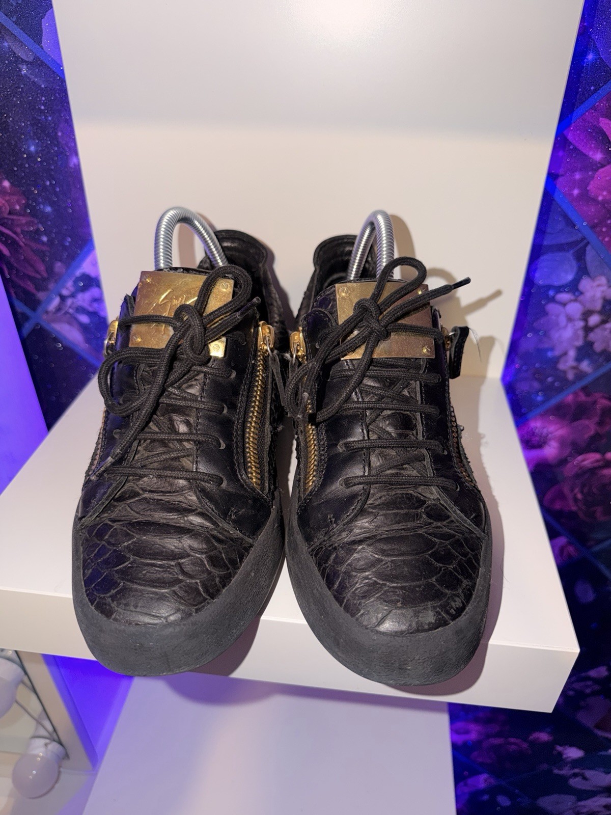 Giuseppe Zanotti Frankie Black Python Leather Gol… - image 4