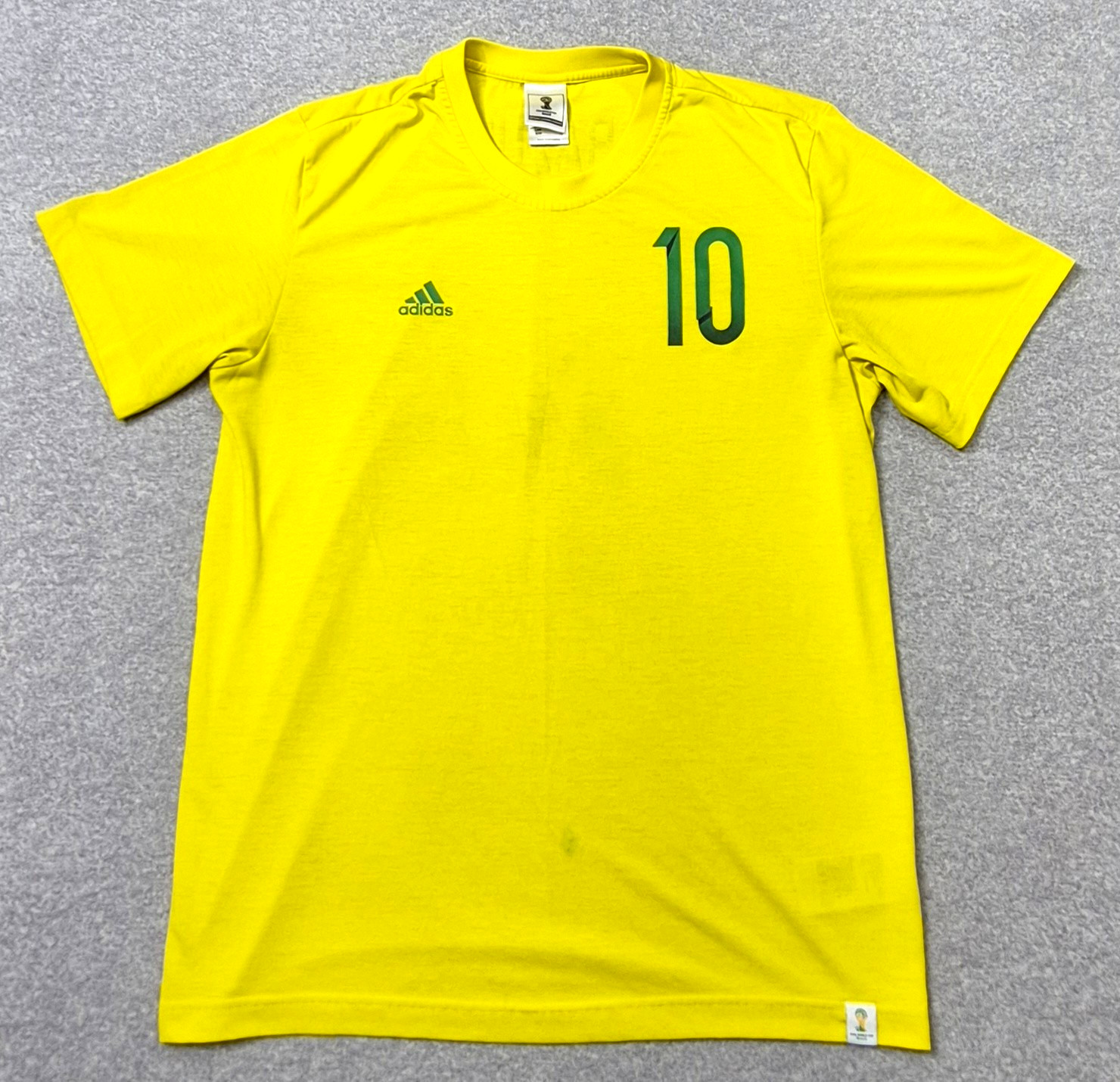 Adidas Brazil World Cup 2014 #10 Neymar Jr Jersey Mens M Yellow Brazuca Fan