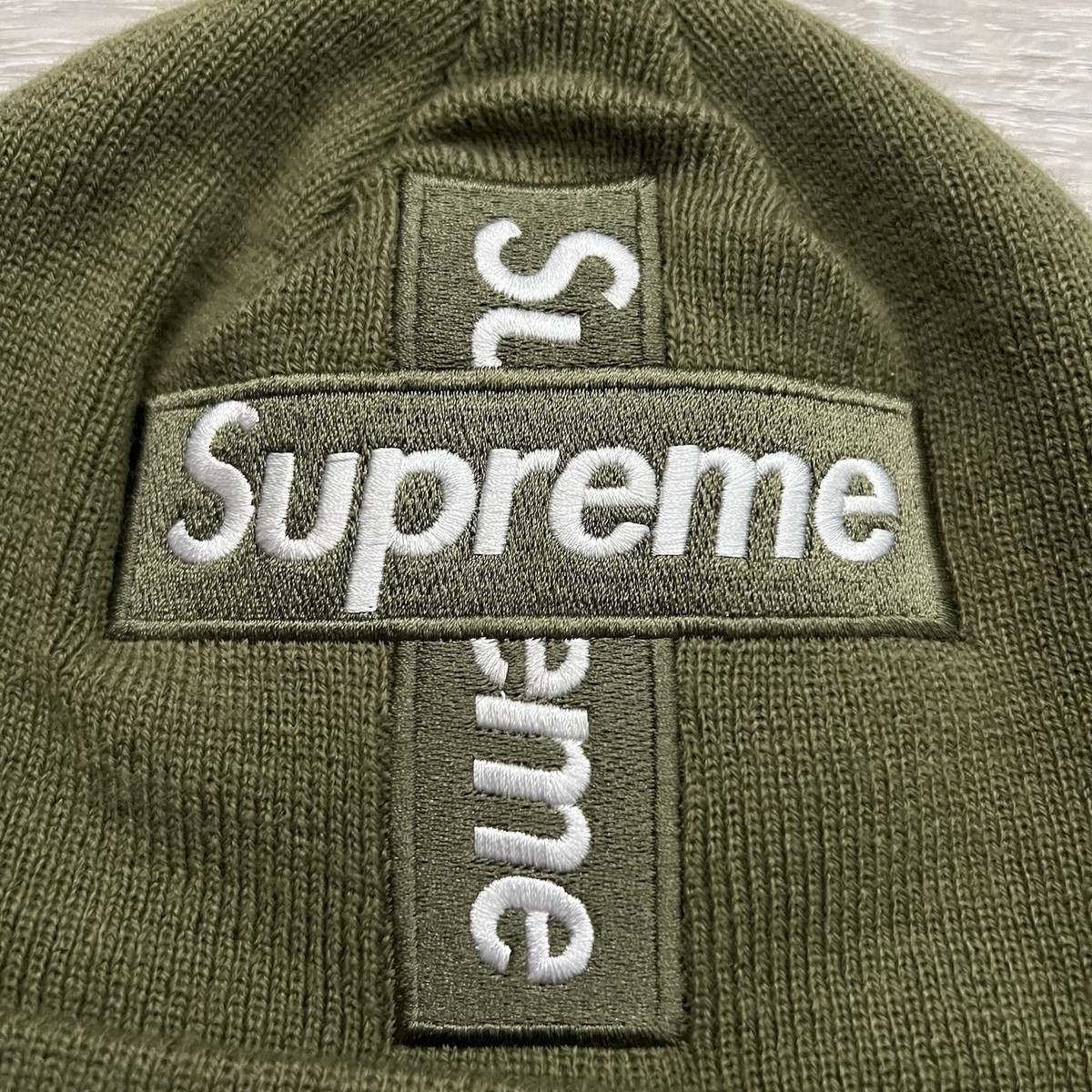 Supreme New Era Cross Box Logo Beanie Olive | eBay