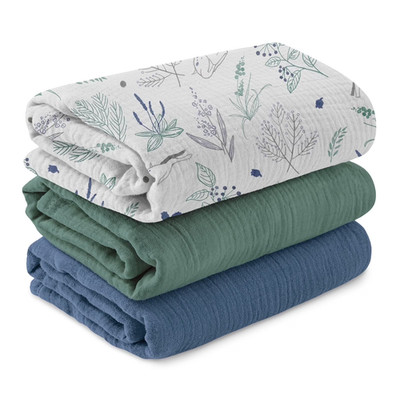 Organic Cotton Swaddling Blankets 3-Pack for Newborns, 38''x40'', Perky Fawn
