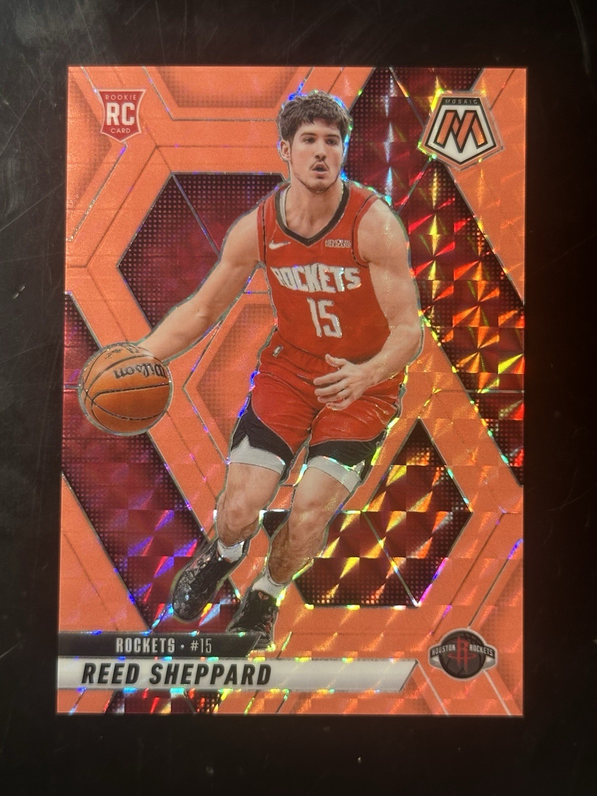 2024-25 Panini Mosaic Reed Sheppard #249 RC Fluorescent Red Prizm Rookie /75 💥