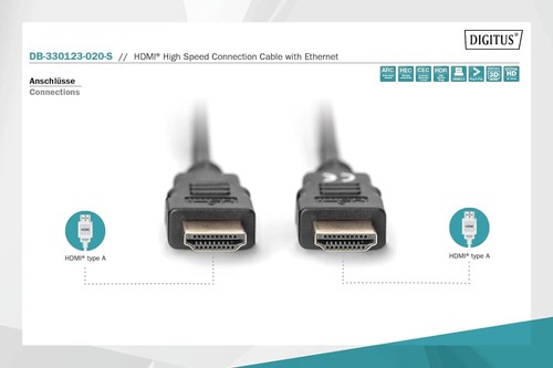 DIGITUS HDMI Premium High Speed Anschlusskabel, Typ A St/St - HDMI 2.0-2.0m - mi - Bild 7 von 8