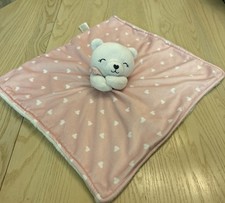 Carters Just One You Pink White Hearts Teddy Bear Security Blanket Soft Lovey